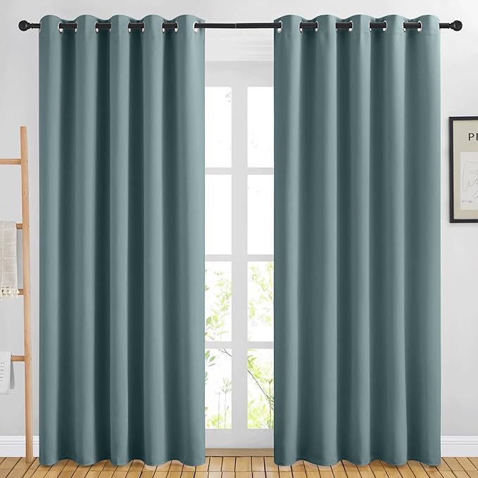 NICETOWN Blackout Greyish Blue Curtains - Image 2