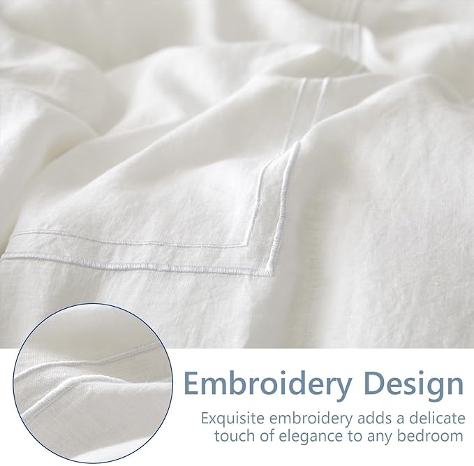 Simple&Opulence 100% Washed Linen Duvet Cover Set 88"x92" - Image 8