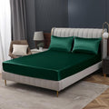 Homiest Blackish Green Satin Fitted Sheet King Size, Deep Pocket, Luxury & by Homiest