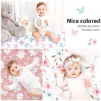 Baby Mini Crib Sheets Girl, Portable 38”x26” Pack and Play Sheets Fitted - Image 9