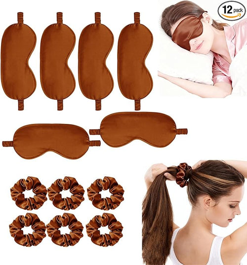 12Pcs Silk Sleep Masks Satin Eye Mask Silky Eyes Cover Blindfold Eyeshade Hair by WJingYiJia