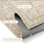 Brown 8x10 Area Rug Washable Vintage Carpet - Image 3