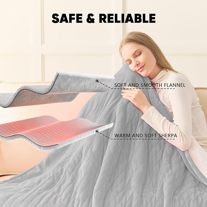 greenoak Heated Blanket Electric Queen Size 84"X90" Dual Control, Heating - Image 7
