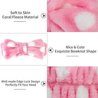Casoty 6 Pcs Hairband, Soft Coral Fleece Spa Headbands, Bow Headband - Image 3