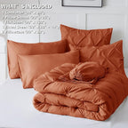 CozyLux Queen Comforter Set Burnt Orange, 7 Pieces Pintuck Bed in A Bag Premium - Image 7