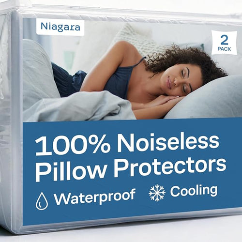 100% Waterproof Pillow Protectors Queen 20x30 Pair Zippered Pillow Case by NiagaraSleepSolution