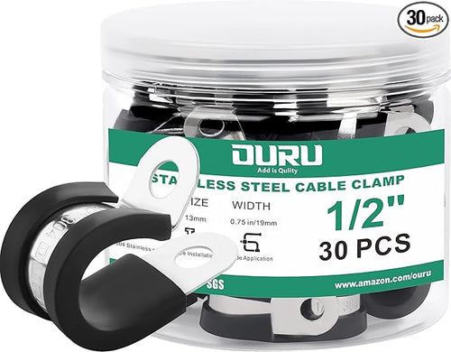 1/2-Inch Stainless Steel Rubber Coated Pipe & Wire Clamps by OURU