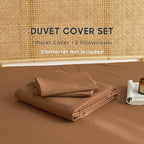 Wake In Cloud - Cotton Duvet Cover Set, King Size, Caramel Terracotta, 100% - Image 2