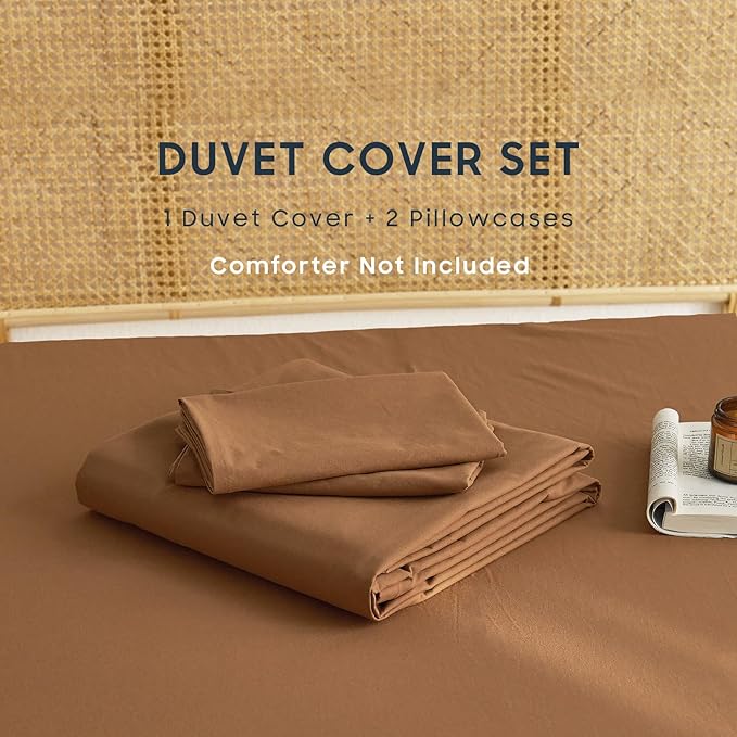 Wake In Cloud - Cotton Duvet Cover Set, Queen Size, Caramel Terracotta - Image 2