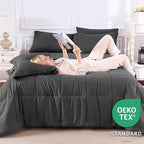 CozyLux Queen Comforter Set Dark Grey - Image 3
