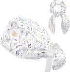 Scrub Cap with Hair Scrunchy, Ponytail Holder Surgical Cap by FVQL