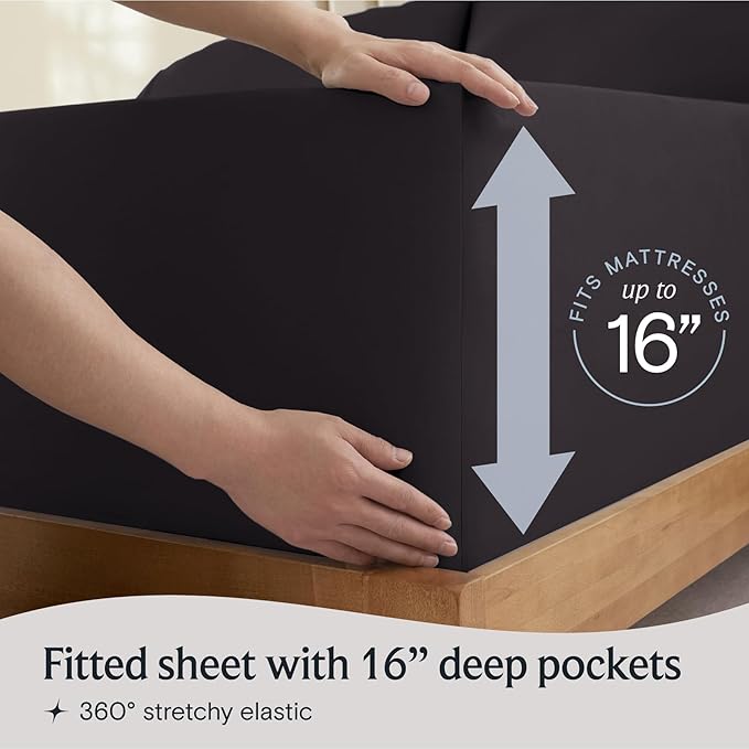 LuxClub 4 PC California King Sheet Set, Breathable Luxury Bed Sheets, Deep - Image 6