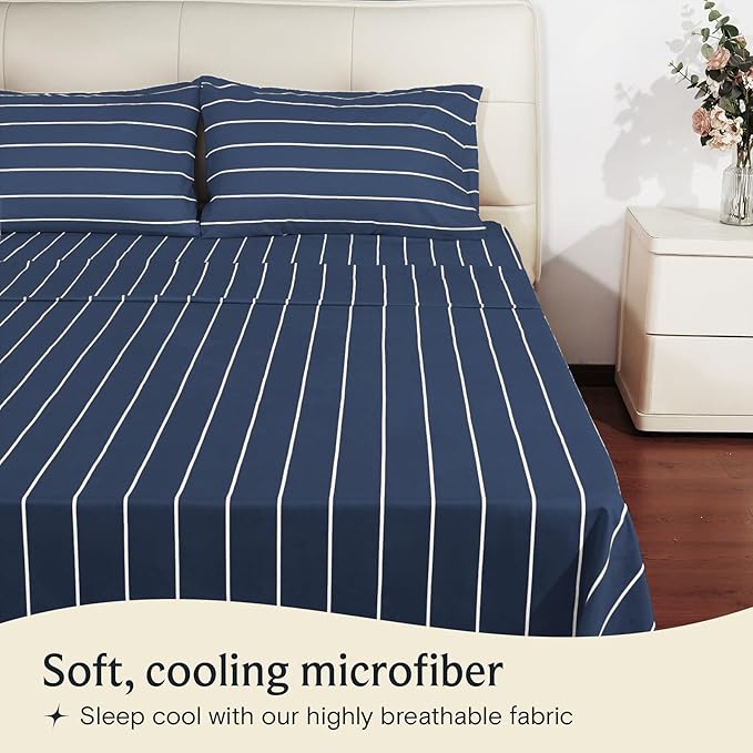 LuxClub 4 PC Cal King Size Sheet Set, Breathable Luxury Bed Sheets, Deep - Image 3