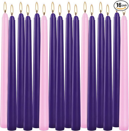 16 Pack Advent Taper Candles Premium Hand Dipped 10in Unscented Christmas Taper by WPONSZU