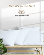 Set of 4 Pillow Cases Queen Standard, 800 TC 100% Egyptian Cotton, Silky Soft - Image 2