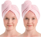 100% Turkish Cotton Hair Towel Wrap 2 Pack – Oeko-TEX Certified Quick Dry Turban by Seritaine
