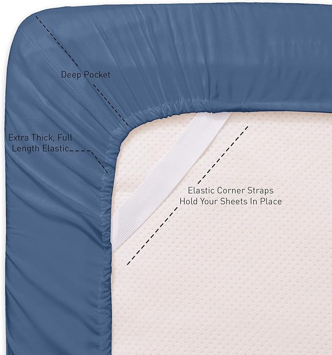 Twin Fitted Sheet Only with Full Elastic & Built in Corner Sheet Straps to - Image 2