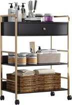 Salon Rolling Trolley with Lockable Wheels Barber Cart with Storage Drawer by Waktavel