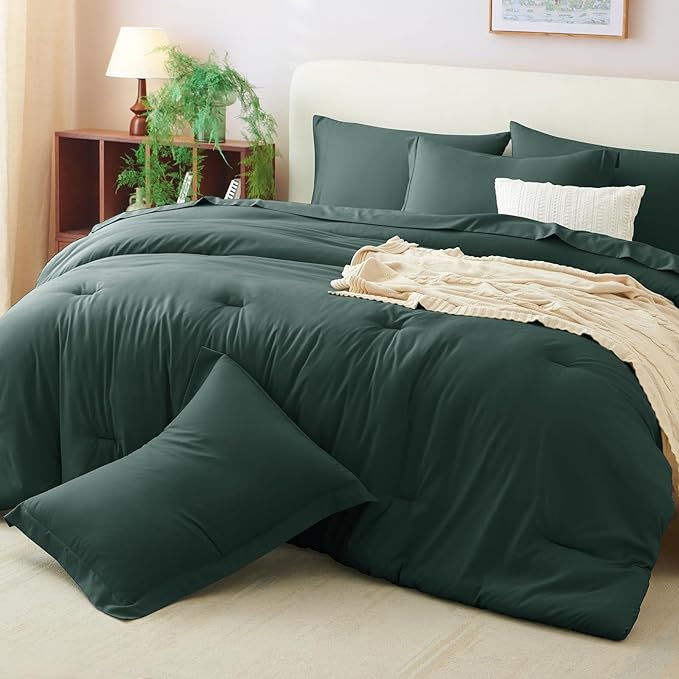 CozyLux Full Size Comforter Sets Forest Green, 7 Pieces Bed in a Bag Full - Image 9