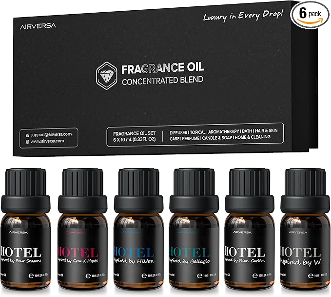 Airversa Hotel Scent Diffuser Oils, Fragrance Oils Set, 10mL | 0.34 Fl Oz x 6 by Airversa