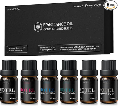 Airversa Hotel Scent Diffuser Oils, Fragrance Oils Set, 10mL | 0.34 Fl Oz x 6 by Airversa