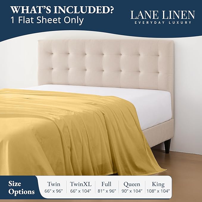 Lane Linen 100% Organic Cotton Twin Size Flat Sheet Only - Image 2