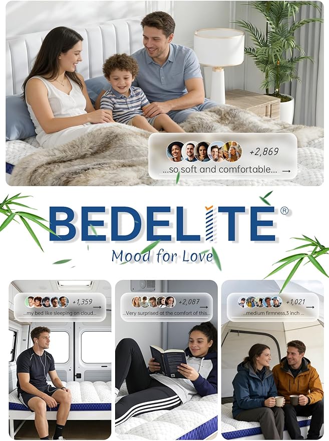 BEDELITE Twin Mattress Topper 3 Inch Thick Mattress Pad, Plush Pillow Top Bed - Image 7