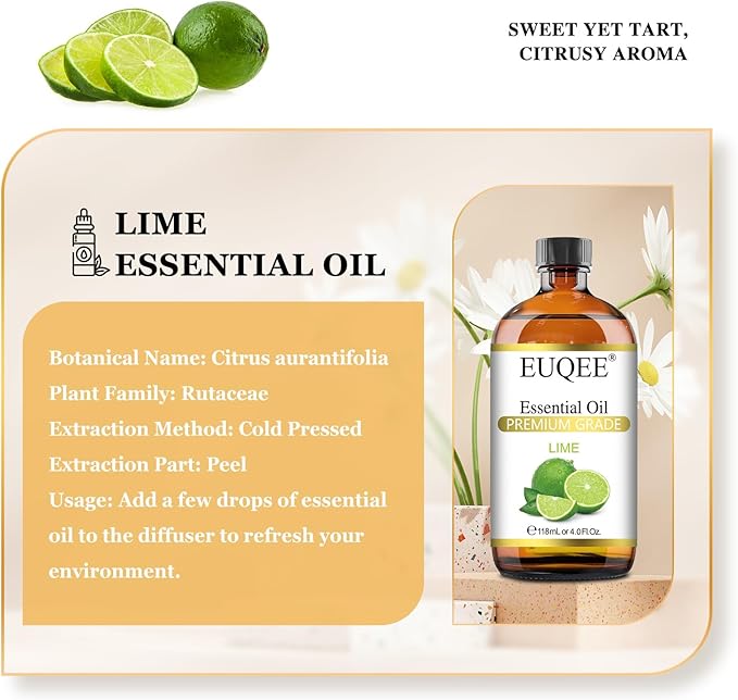 EUQEE Lime Essential Oil 4fl oz Pure Lime Oil Essential Oil - Image 2