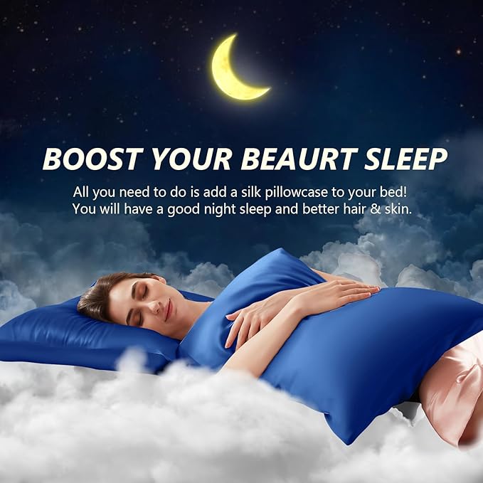 Silk Pillow Cases 2 Pack Queen Size Mulberry Silk Pillowcase Set of 2 - Image 3