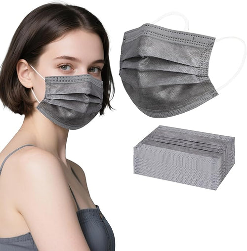 akgk 100PCS Grey Disposable Face Masks, 3-Ply Breathable Grey Face Mask by akgk