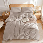 LBRO2M 100% France Linen Duvet Cover Set Queen Size 3 Pcs Natural Flax - Image 2