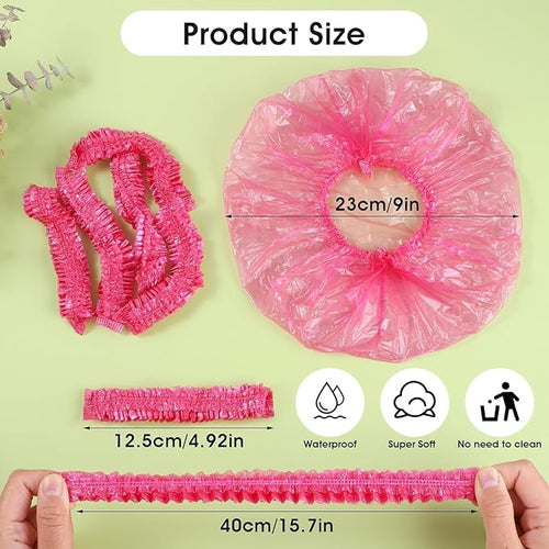 100Pcs Pink Disposable Shower Caps - Image 2