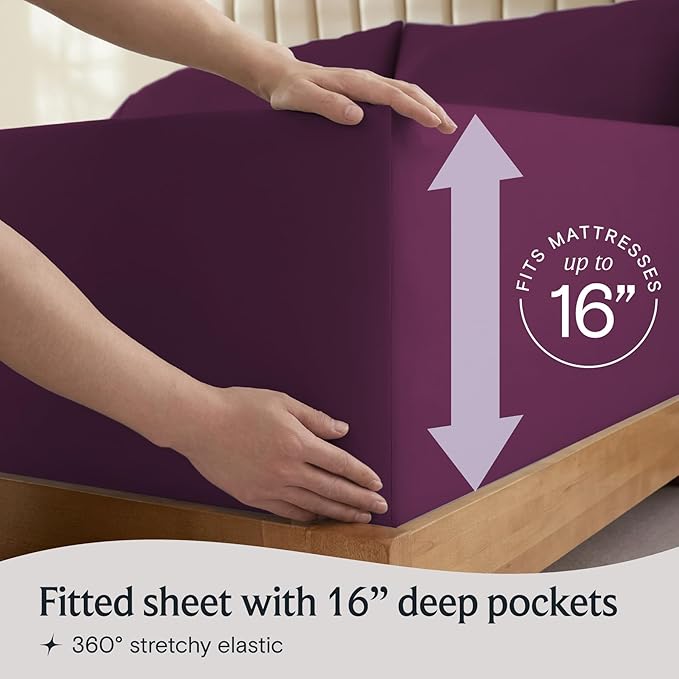 LuxClub 5 PC Split King Sheet Set, Breathable Luxury Bed Sheets, Deep Pockets - Image 6