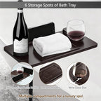 3 Layer Bathtub Tray Table, Bamboo Swivel Bathtub Side Table Height Adjustable - Image 4