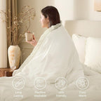 Andency King Size Comforter Set Ivory, 3 Pieces Boho Soft Lightweight Bedding - Image 4