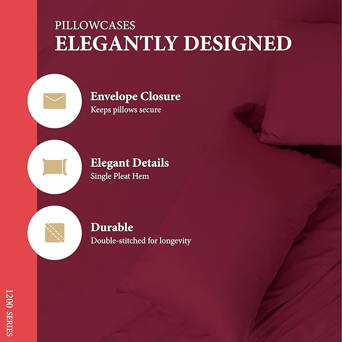100% Egyptian Cotton Pillow Cases King Size Set of 2 - Image 4