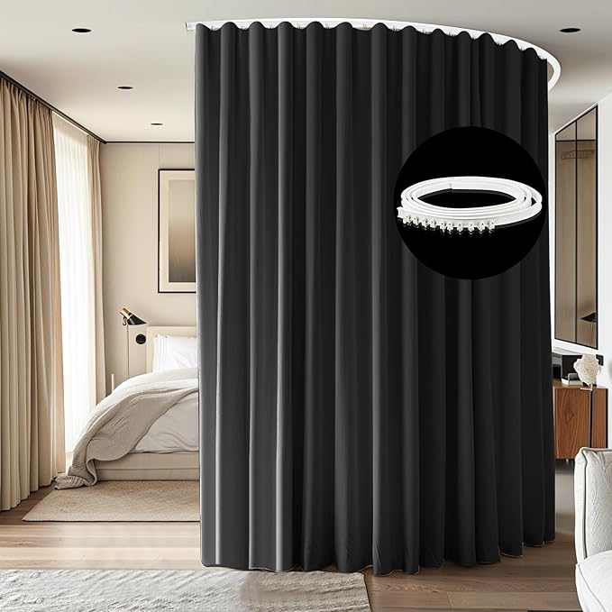 Room Divider Ceiling Mounted Curtains Track Sets Extra Wide Blackout Curtain by CBSROROHome