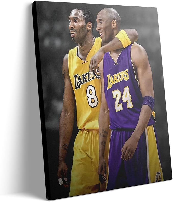 Kobe Bryant Canvas Wall Art Print Poster, Iconic Basketball Player Dual-Era by BBFMAKE