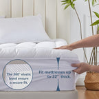 CozyLux King Size Mattress Pad Pillow Top Cotton Cooling Mattress Topper 8-21" - Image 3