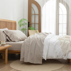 BESTOUCH Flat Sheet Only 100% Washed Cotton Linen Feel Wrinkle-Free, - Image 5