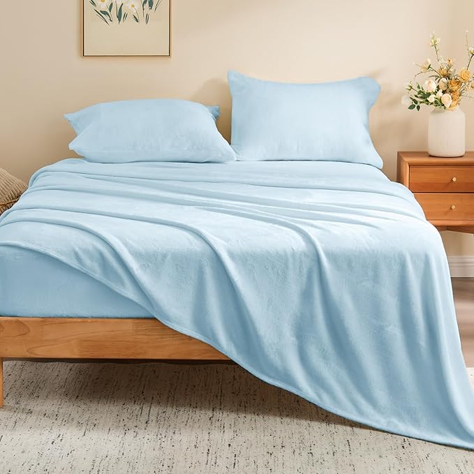 BEDELITE Flannel Sheets King Size Blue - Image 2