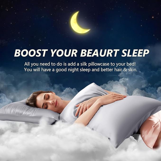 Silk Pillow Cases 2 Pack King Size Mulberry Silk Pillowcase Set of 2 - Image 3