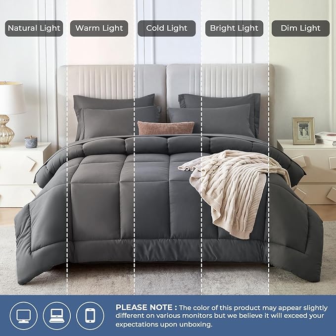 Sasttie Full Size Comforter Sets, 7 Pieces Bed in a Bag Full, Complete Bedding - Image 8