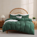 JSD Hunter Green Duvet Cover Set Full Size, 3 Piece Duvet Cover by JSD