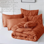 CozyLux Full Size Comforter Sets Burnt Orange, 7 Pieces Pintuck Bed in A Bag - Image 7