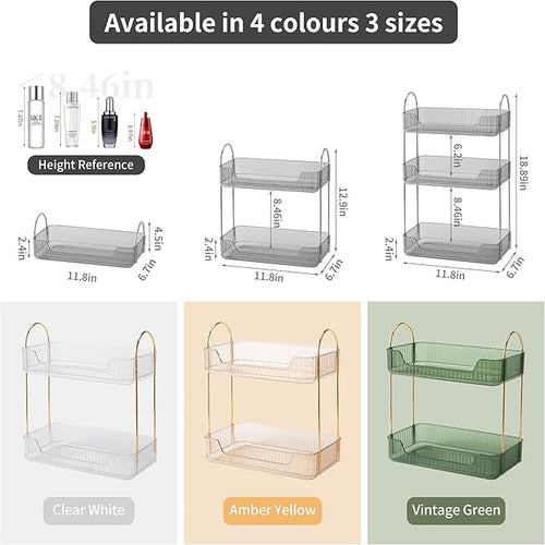 Akinbas 2 Tier Bathroom Organizer Countertop Makeup Perfume Tray Skincare - Image 2