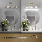 3-Light Bathroom Vanity Light, Brushed Nickel Bathroom Light Fixtures Over - Image 5