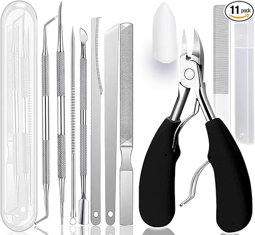 11 Piece Set Ingrown Toenail Pedicure Tool Kit, Stainless Steel Nail Care by Geounzay