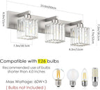 Aipsun Brushed Nickel Vanity Light Bathroom Lighting Fixtures 3 Light Crystal - Image 6