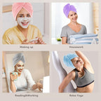 AIDEA Microfiber Hair Towel Wrap, 5 Pack Hair Turbans, Super Absorbent Quick - Image 6